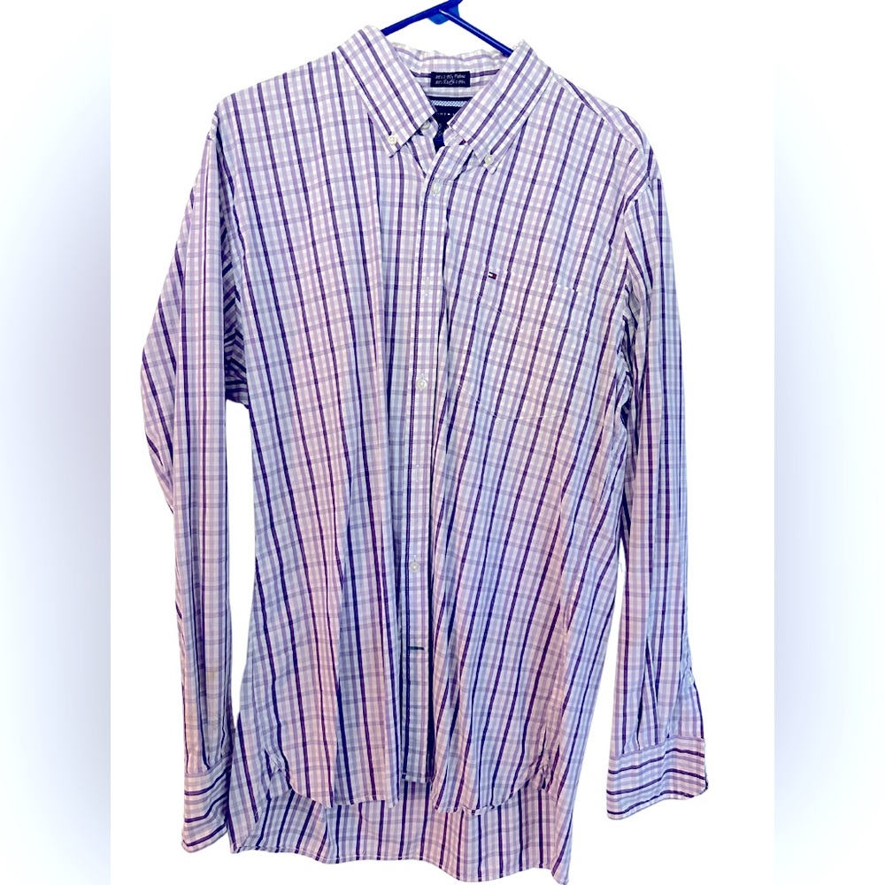 Men’s purple plaid shirt
